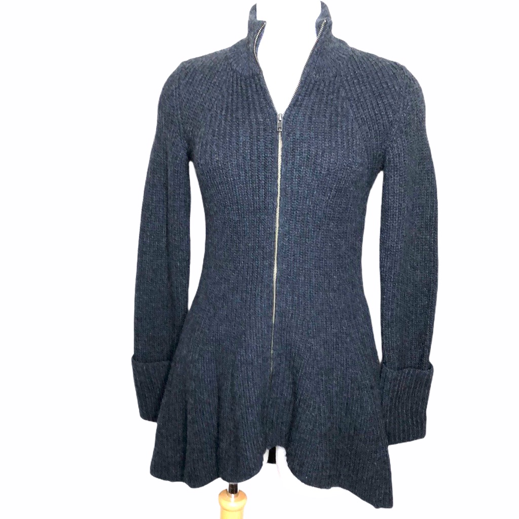 Intermix Charcoal High Low Zip Front Sweater